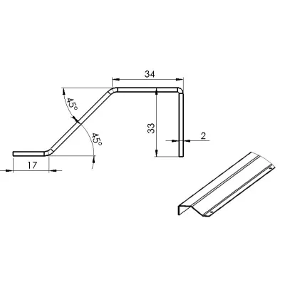 Barre de seuil rénovation pour sol plat L2500