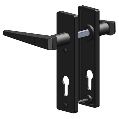 Ensemble plaque + béquilles en PVC noir pour portillon
