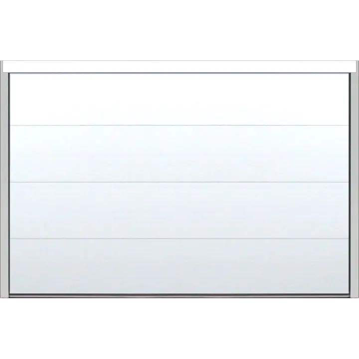 Sectional garage door in white colour with smooth appearance 3000mm wide