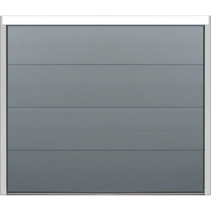Sectional door with smooth anthracite grey insulating section