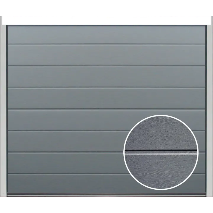 Porte de garage sectionnelle aspect bois gris anthracite
