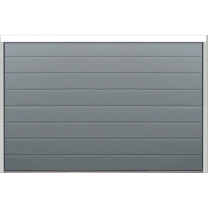 Sectional garage door woodgrain plank anthracite grey width 300cm