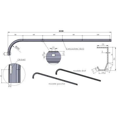 MonoRails Horizontaux Sectionnelle Porte Hauteur 2000-2125 L2630