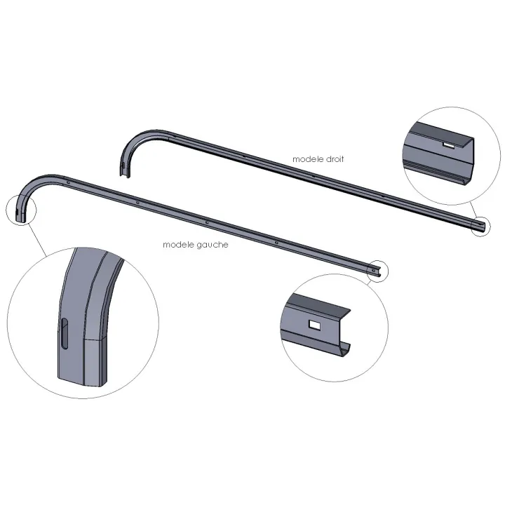 MonoRails Horizontaux Sectionnelle Porte Hauteur 2000-2125 L2630