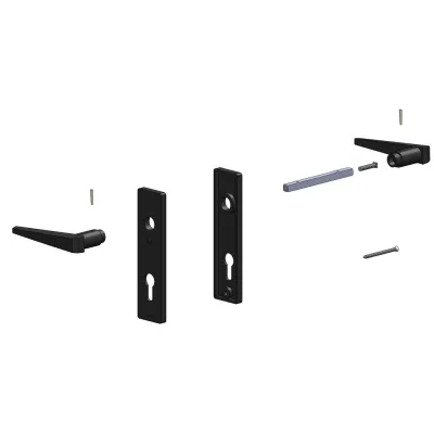 Poignées et béquille en PVC noir pour portillon de porte de garage