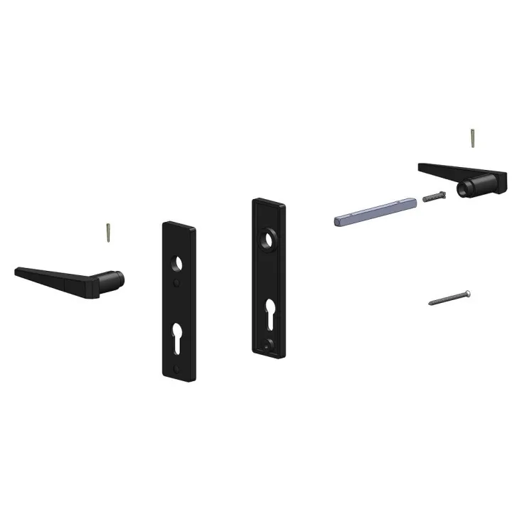 Black PVC handles and lever handle for garage door