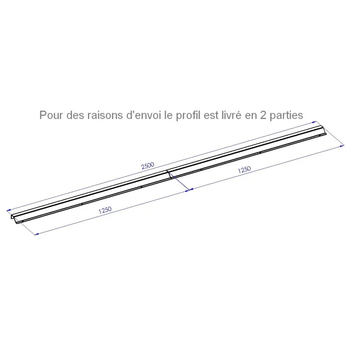 Barre de seuil rénovation pour sol plat L2500