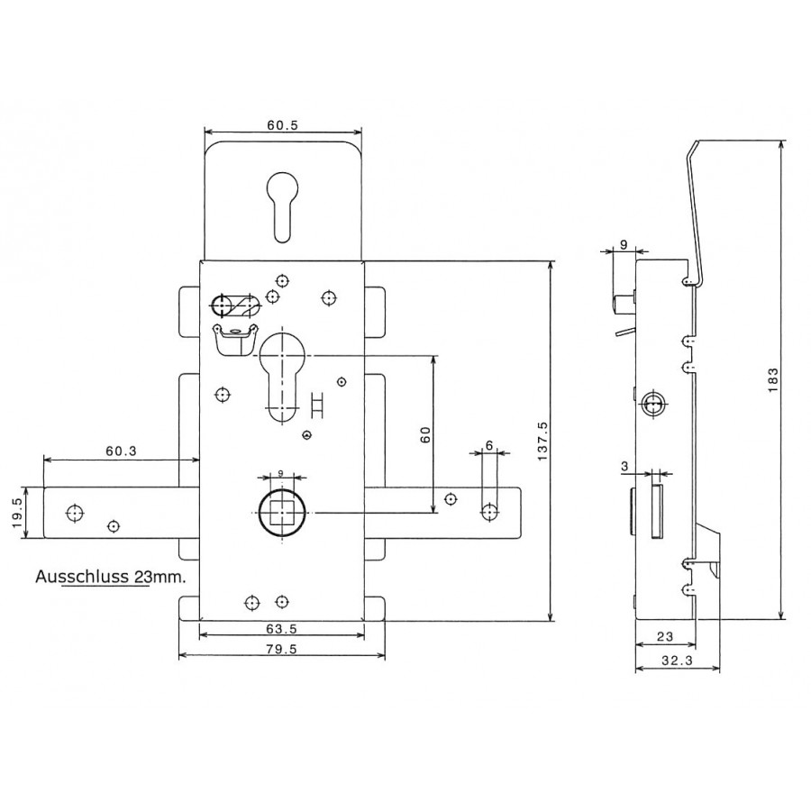 Serrure garage Tubauto Hormann axe 40/72 - Serrures & Clés