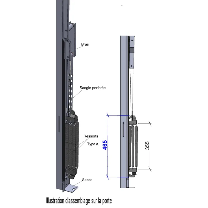 Dimensions des kits de ressorts basculante