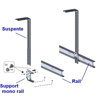 Equerre de suspente 450 + Support de rail