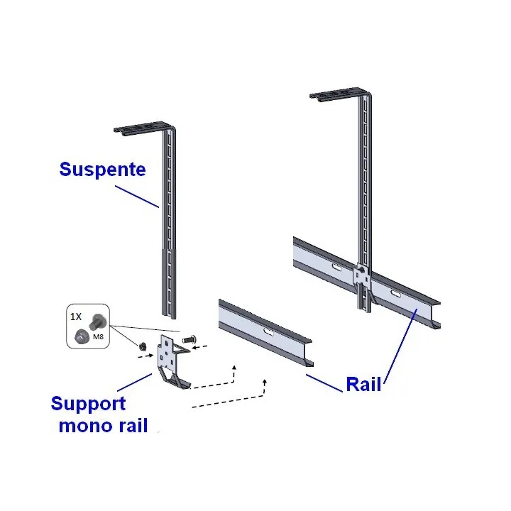 Equerre de suspente 450 + Support de rail