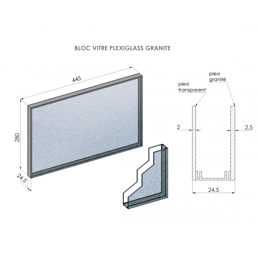 Vitrage rectangulaire pour hublot de porte de garage