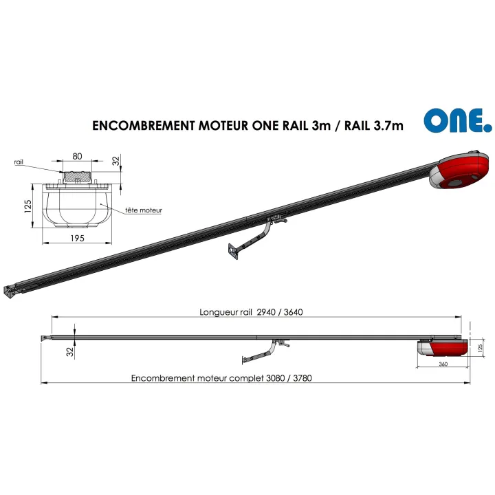 Encombrement motorisation ONE