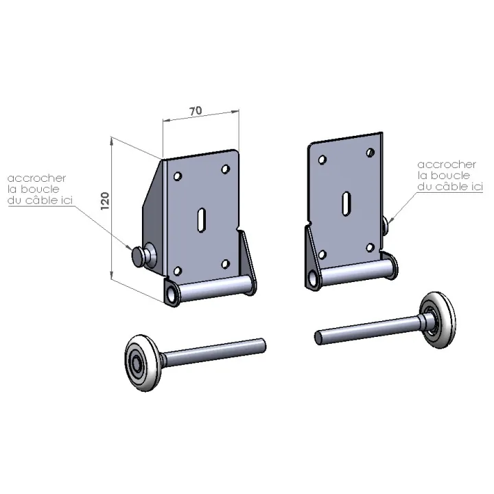Supports roulettes sectionnelle du bas + roulettes (la paire)