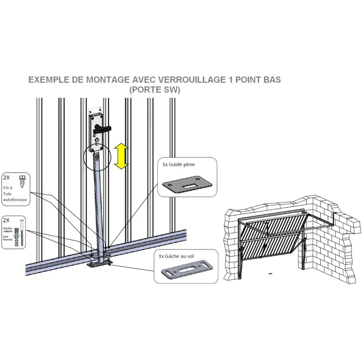 Straight steel bolt 1 point locking