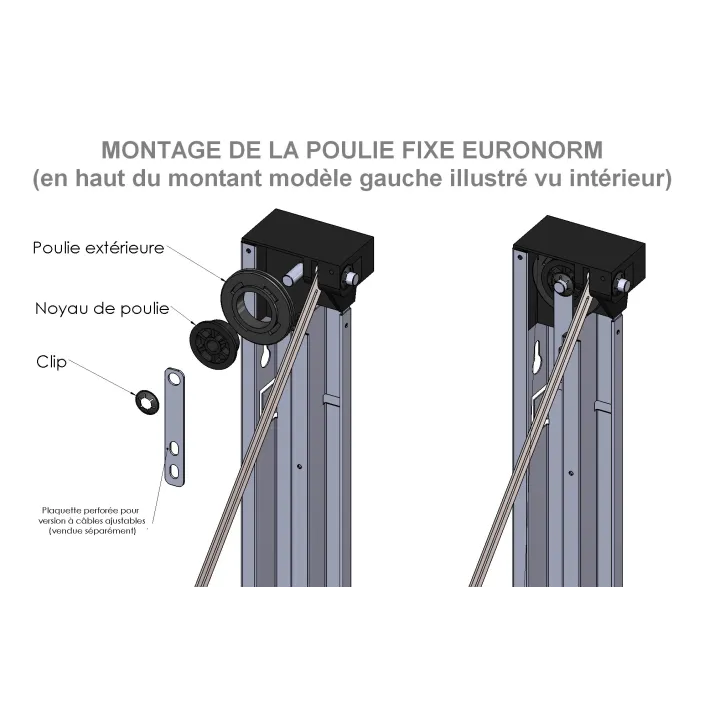 Poulie Fixe PVC EURONORM Diamètre 75 mm + clip (la paire)