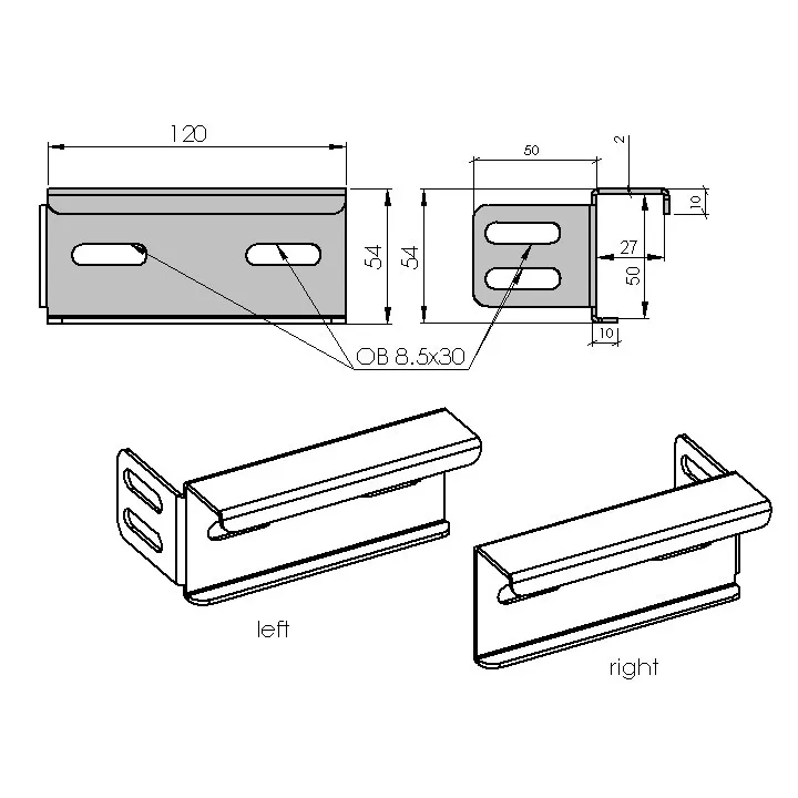 Liaisons Rail / Barre écartement (la paire)