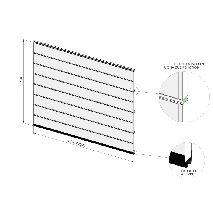Set of 4 RAINURE panels for complete deck replacement