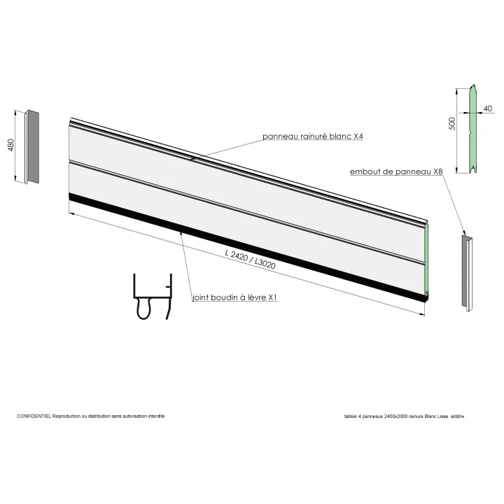 Set of 4 RAINURE panels for complete deck replacement