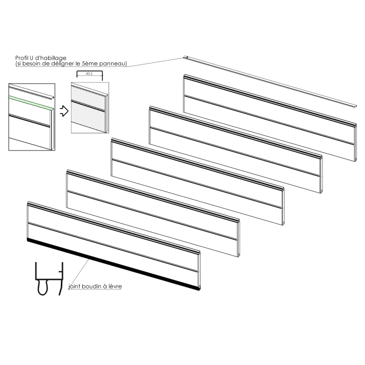Set of 5 WOODGRAIN RAIN panels for complete deck replacement