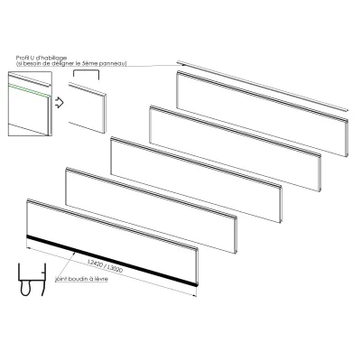 Lot de 5 panneaux POLYGRAIN SANS RAINURE pour remplacement complet du tablier