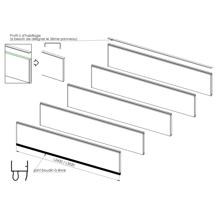 Set of 5 POLYGRAIN FREE POLYGRAIN panels for complete deck replacement