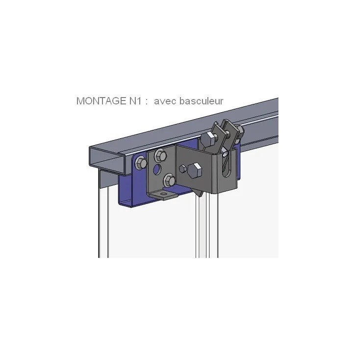 Support basculeur de déverrouillage sur porte métallique / plaque arrimage moteur