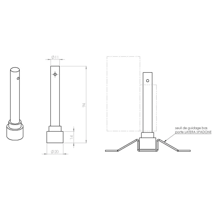 Bottom guide roller for a side sliding sectional door