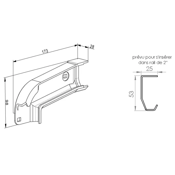 End caps Curved for straight rail (pair)
