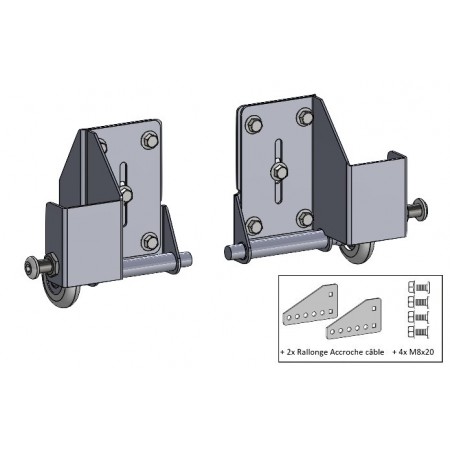 Bottom sectional castor supports + remote cable hanger + castors (pair)