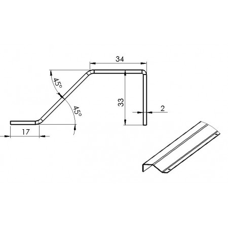 Renovation threshold rail for flat floor L2500