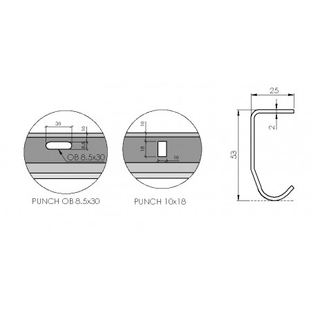 Rail droit pour porte de garage (Longueur 1,2 à 1,8m)
