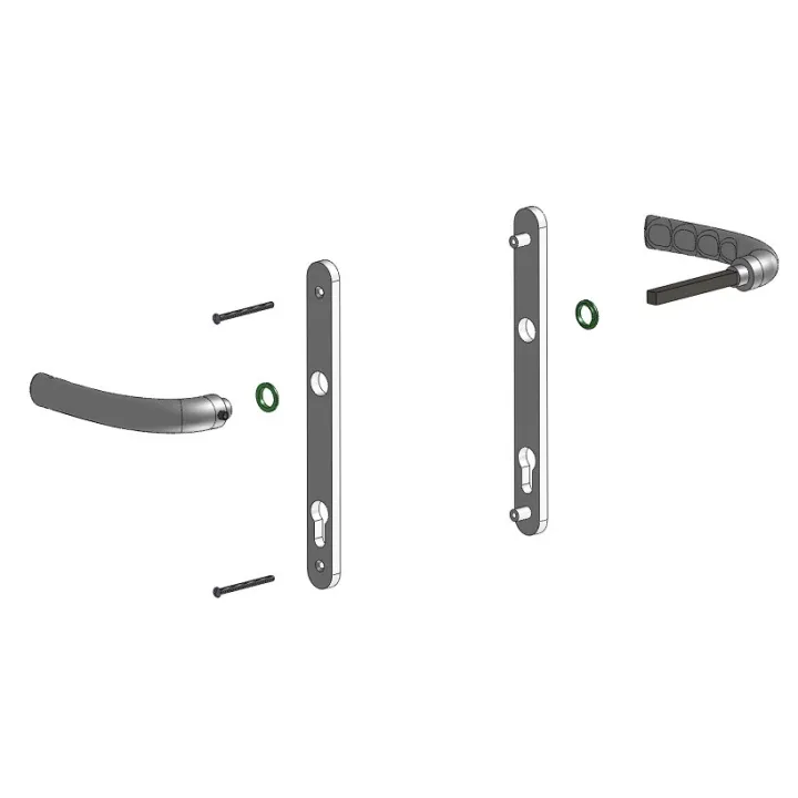 ALU plate + ALU handles for wicket door assembly