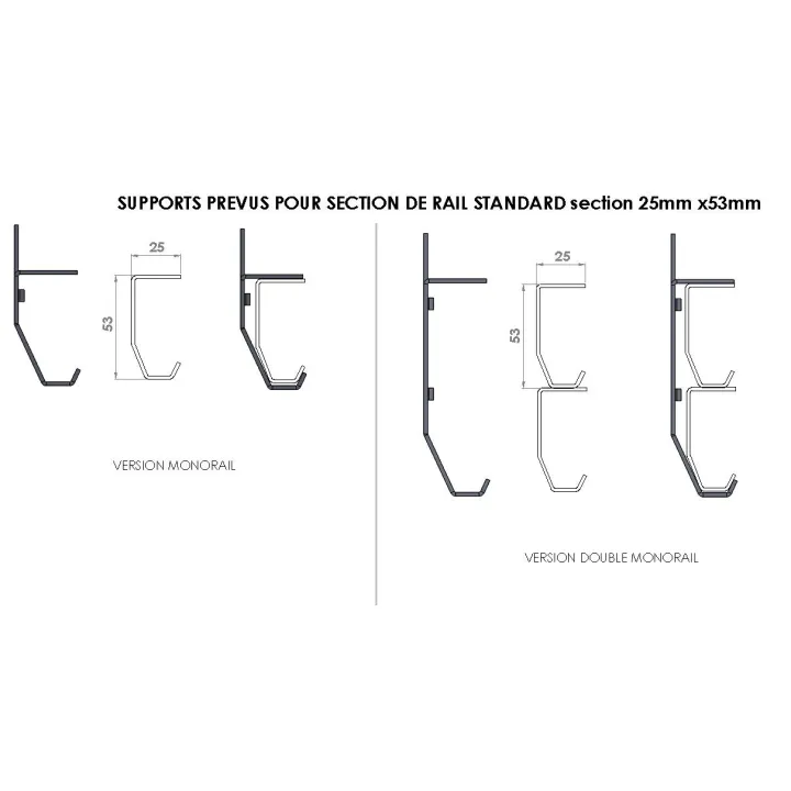 Équerre de suspente + Support rail