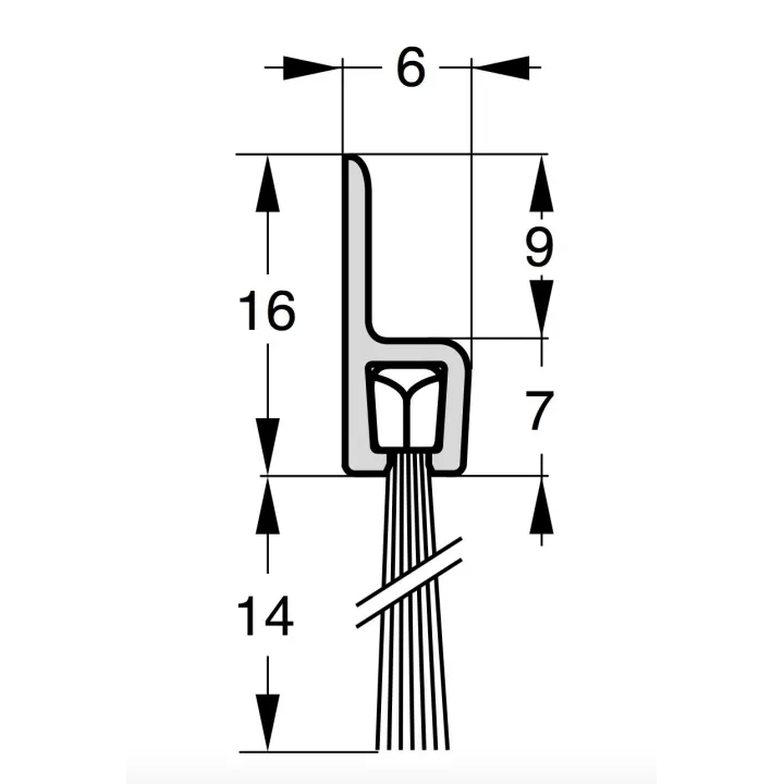 Aluminium brush joint - Length 150 cm