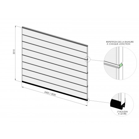 Satz von 4 RAINURE-Platten für den vollständigen Austausch des Decks