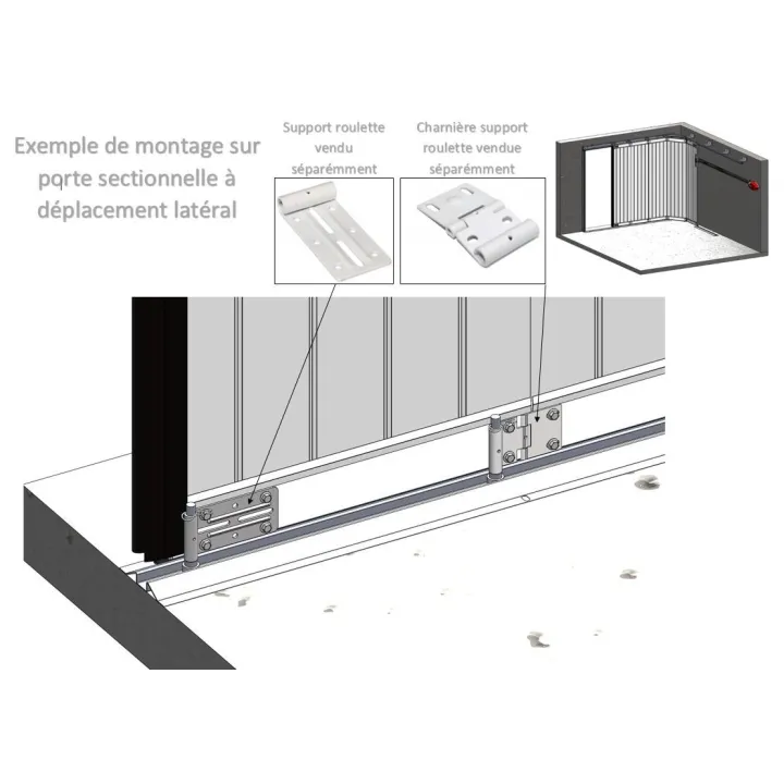 Hinge for sectional sliding garage door