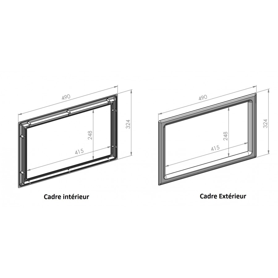 Hublot de porte rectangulaire 60 x 42 cm