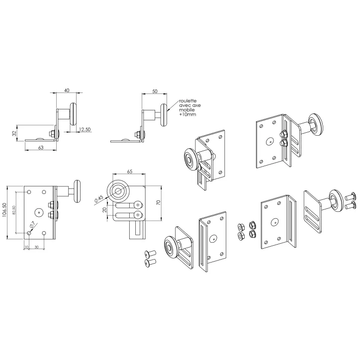 Supports Roulettes Sectionnelle du Haut avec roulettes orientables
