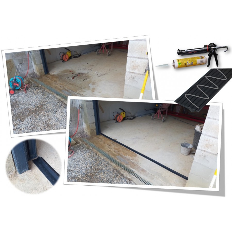 Joint de seuil de bas de porte de garage universel à monter soi-même, bande  de rechange en caoutchouc résistant aux intempéries (4,9 m)