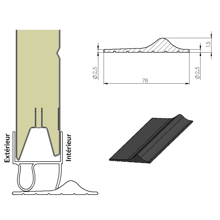 Drop Stop Bande d'étanchéité, Joint de Porte Interieur Universel