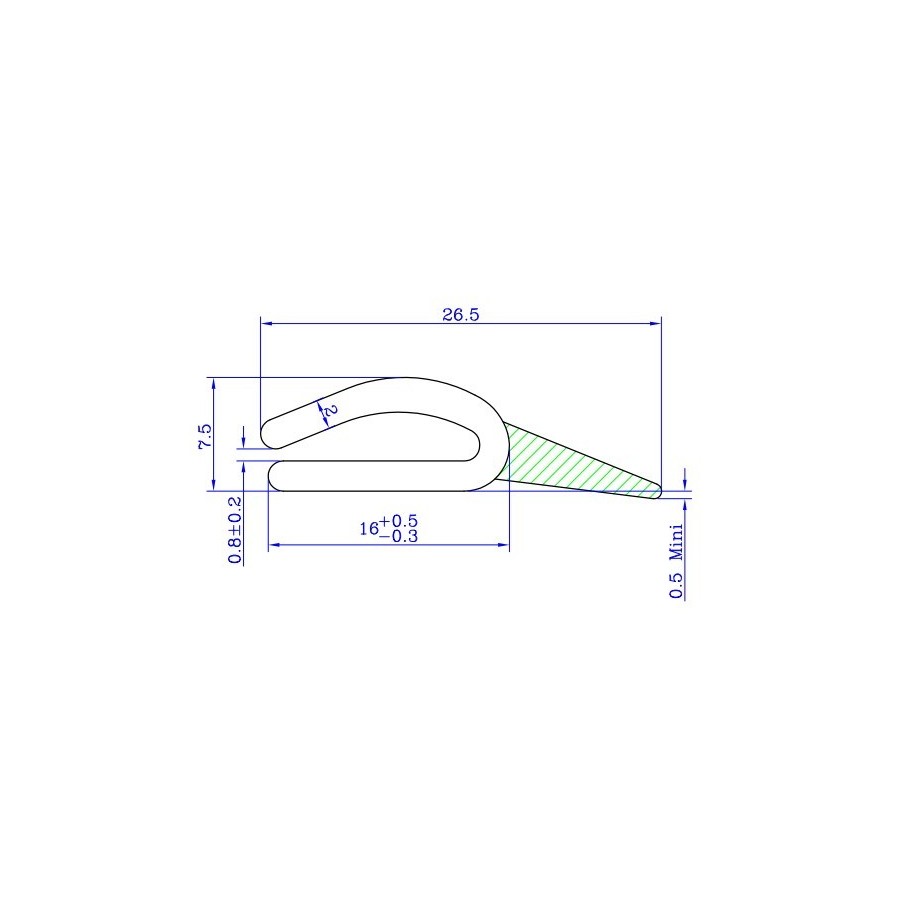 Bord de Tôle L 10 pour tôle de 1,5 à 2,5 mm avec lèvre h:7,3