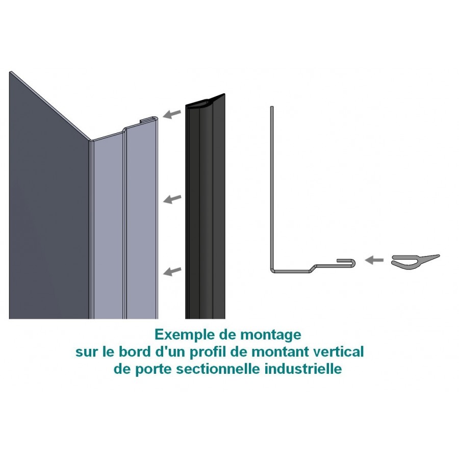 Joint bas à 2 levres pour porte sectionnelle ou basculante au metre