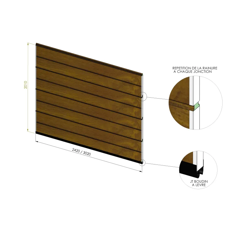 Lot de 4 panneaux lisse à rainure chêne doré pour remplacement complet du tablier + joint bas