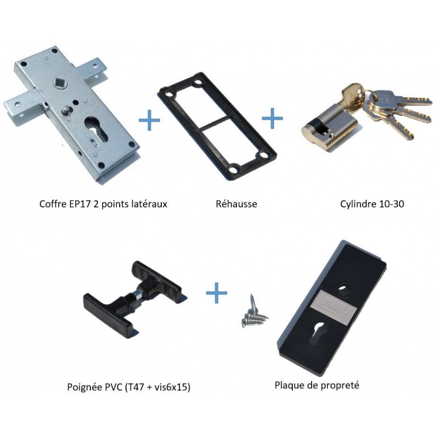 Serrure verticale à point haut et bas pour porte de garage basculante