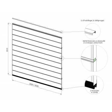 Lot de 5 panneaux WOODGRAIN RAINURE pour remplacement complet du tablier