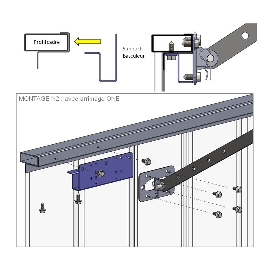 Support basculeur de déverrouillage sur porte métallique / plaque