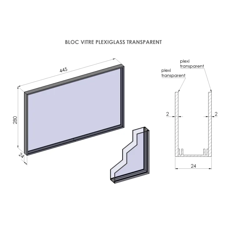 Glass block for Rectangular Porthole