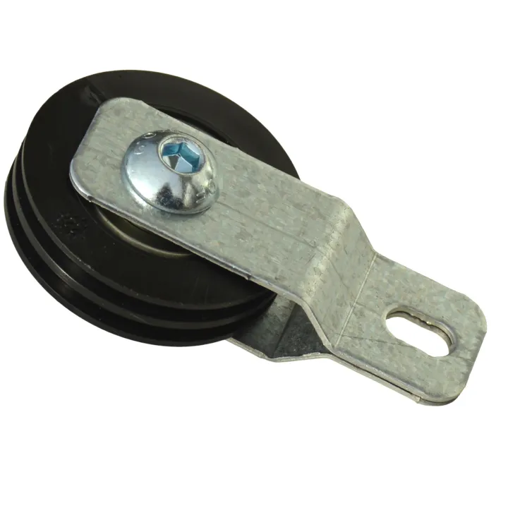 Poulie Mobile Nylon Diamètre 50mm double gorge + support mono-ressort