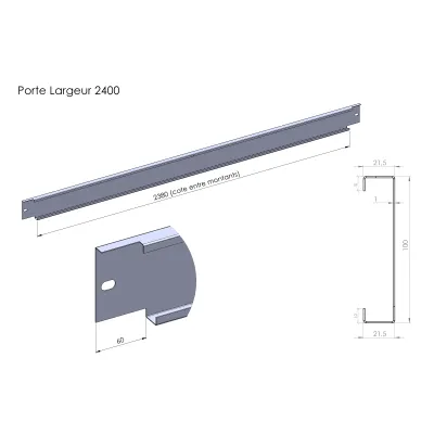 Traverse Haute Sectionnelle PORTE LARGEUR 2400
